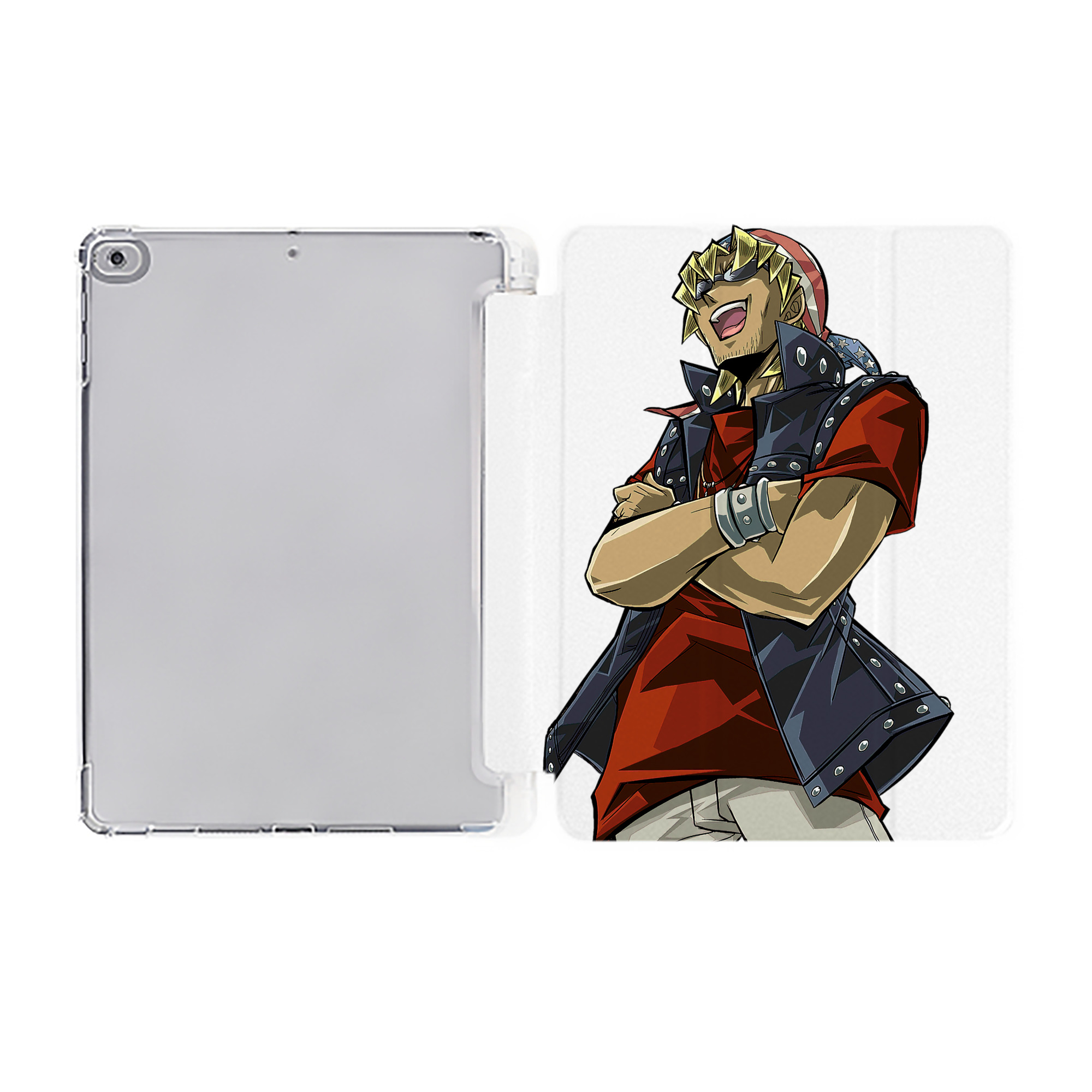 （画像用） 遊☆戯☆王 Yu-Gi-Oh! IPad ケース ペン収納付き 三つ折りスタンド PUレザー×シリコン 対応機種9.5/10.5/10.9インチ
